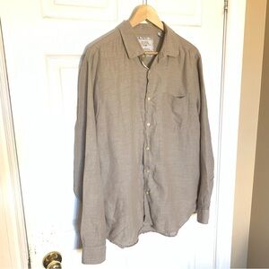 Springfield Linen Blend Button-Up Shirt Men’s XL Beige Long Sleeve Regular Fit
